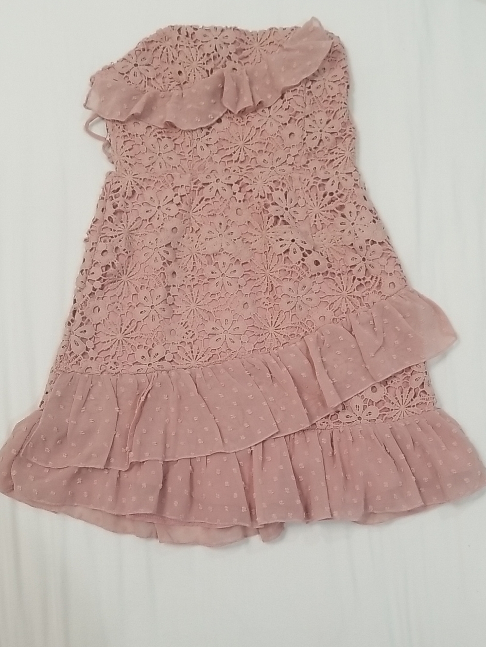 Lace Ruffle Formal Dress in Dusty Rose